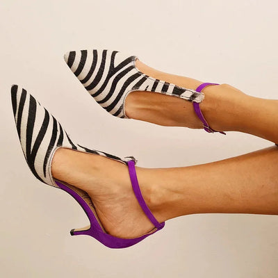 Davina™ | Tacones de aguja con estampado de cebra audaz