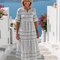 Parisa | Vestido midi a rayas de manga corta con volantes en capas