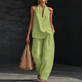 Ainhoa | Conjunto coordinado de top de tirantes holgado y pantalones de pierna ancha
