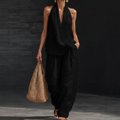 Ainhoa | Conjunto coordinado de top de tirantes holgado y pantalones de pierna ancha