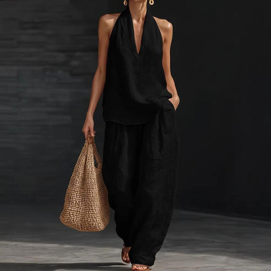 Ainhoa | Conjunto coordinado de top de tirantes holgado y pantalones de pierna ancha