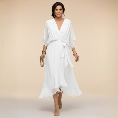 Monica - Vestido de chiffon con escote en V