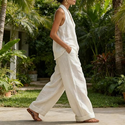 Ainhoa | Conjunto coordinado de top de tirantes holgado y pantalones de pierna ancha