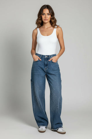 JEANS BALLOON CON EFECTO BRILLO