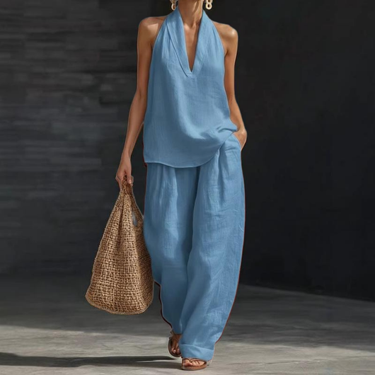 Ainhoa | Conjunto coordinado de top de tirantes holgado y pantalones de pierna ancha