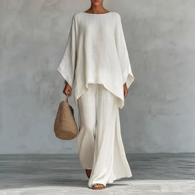 Cristina | Conjunto de dos piezas suave con mangas largas y pantalones anchos