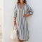 Níjar | Vestido midi de rayas con manga larga tipo camisa