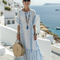 Ione | Vestido maxi a rayas con cuello redondo y manga corta
