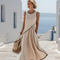 Soleia | Vestido maxi drapeado sin mangas de cuello redondo
