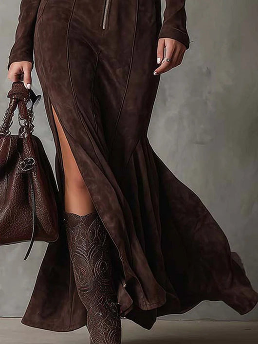 Nora™ | Vestido Largo de Ante