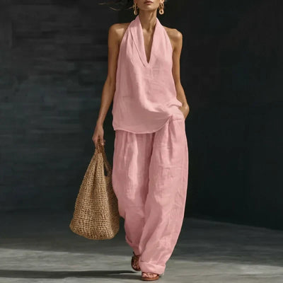 Ainhoa | Conjunto coordinado de top de tirantes holgado y pantalones de pierna ancha