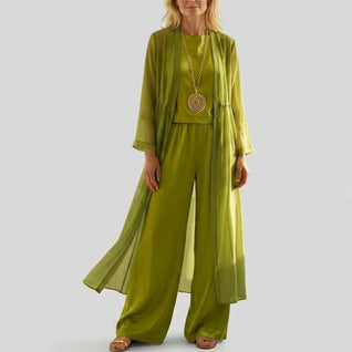 Elvira | Conjunto coordinado de túnica drapeada relajada y pantalones de pierna ancha