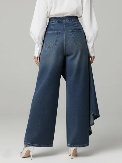 PANTALON DENIM CON VOLANTE