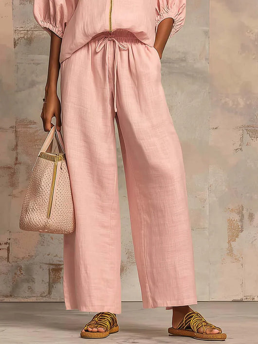 Alba | Camisa de botones holgada y pantalones de pierna ancha, conjunto coordinado